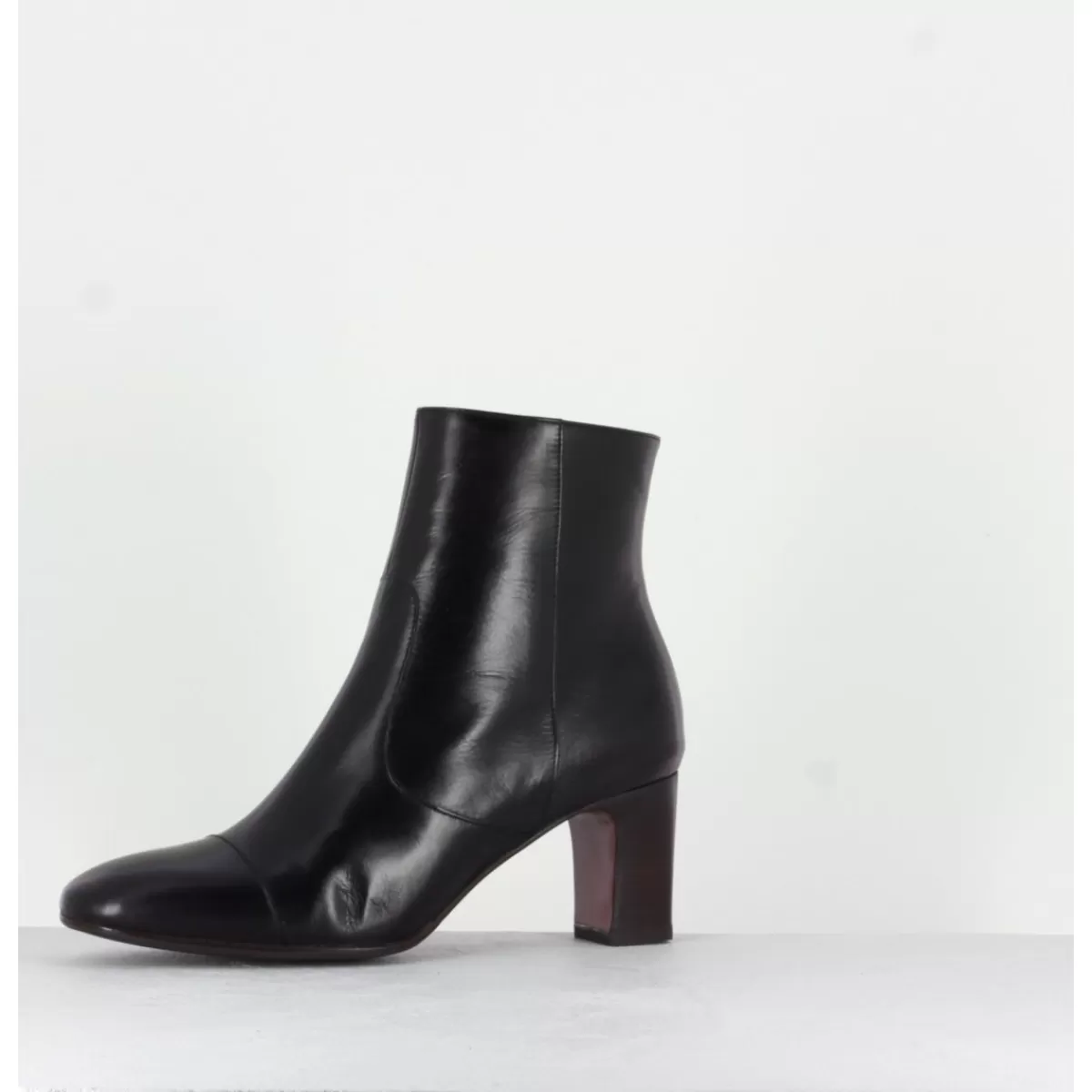 Garrice Bottines Petit Talons En Cuir Noir F568 - Lab Store